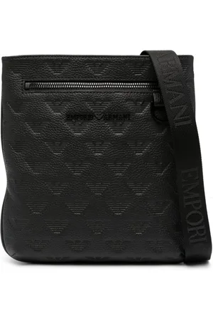 Emporio Armani Embossed-monogram leather shoulder bag
