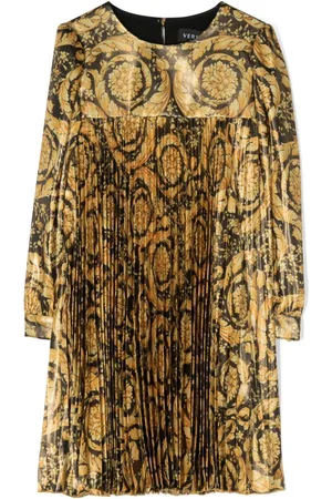 VERSACE Barocco Kids-print pleated dress