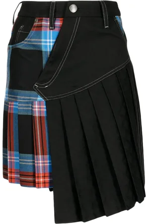 Charles Jeffrey Loverboy Asymmetric plaid-check miniskirt
