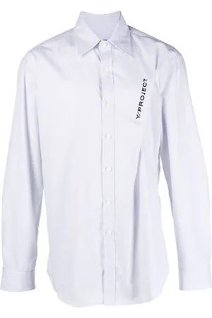 Y / PROJECT Logo-embroidered pinched cotton shirt
