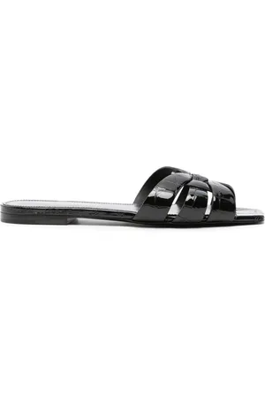 Saint Laurent Tribute crocodile-embossed leather sandals