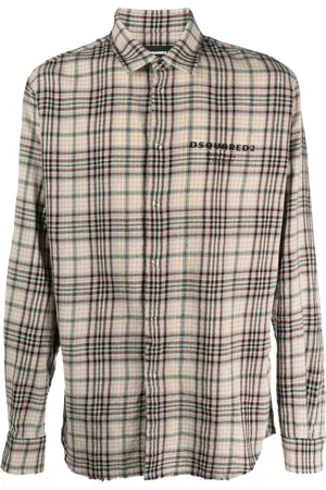 Dsquared2 Logo-embroidered plaid-check virgin wool shirt