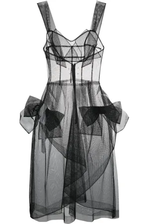 Maison Margiela Bow-appliqué tulle midi dress