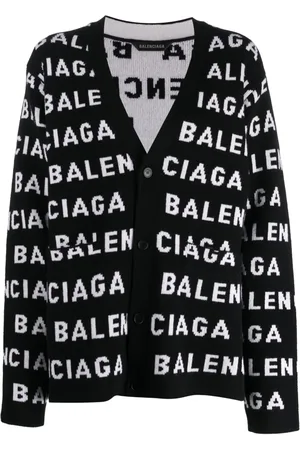 Balenciaga Intarsia-knit logo-motif cardigan
