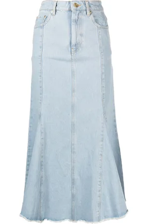Ganni Denim peplum midi skirt
