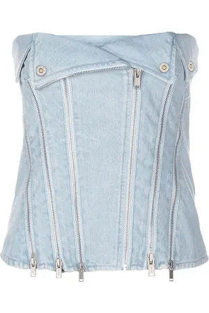 DION LEE Strapless denim top