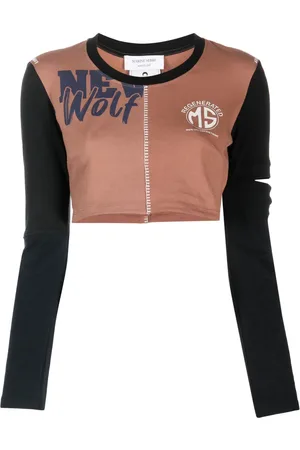 Marine Serre Regenerated patchwork cropped top