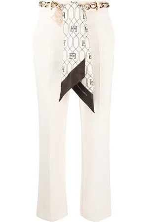 Elisabetta Franchi Scarf-embellished crepe trousers