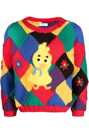 ERL Bird-appliqué colour-block jumper