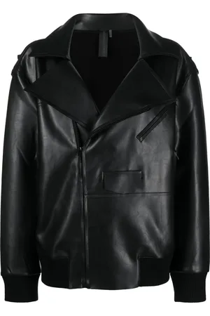 Norma Kamali Faux leather zip-up biker jacket