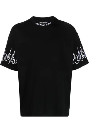 Vision Of Super Flame-embroidered short-sleeve cotton T-shirt