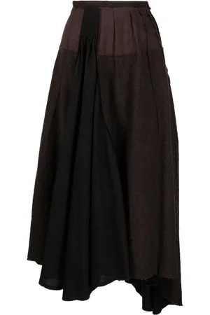 ZIGGY CHEN Asymmetric virgin wool midi skirt