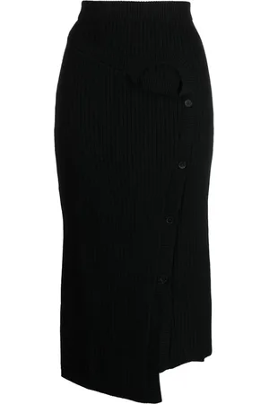 Feng Chen Wang Ribbed-knit wool midi skirt