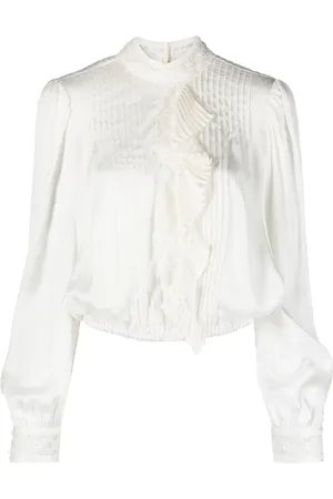 Twin-Set Floral-lace pleated blouse