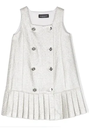 VERSACE Double-breasted metallic tweed minidress