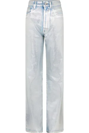 Paco rabanne Metallic-finish straight-leg jeans