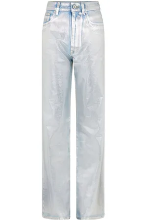 Paco rabanne Metallic-finish straight-leg jeans