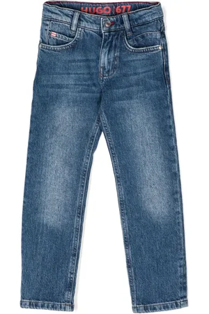 HUGO BOSS Logo-patch straight-leg jeans