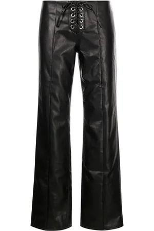 ROTATE Lace-up faux-leather trousers