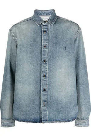 Saint Laurent Trouville logo-embroidered denim shirt