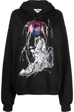 Msgm Graphic-print cotton hoodie
