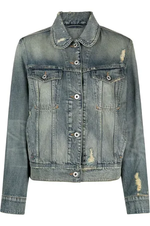 Kenzo Peter Pan-collar ripped denim jacket