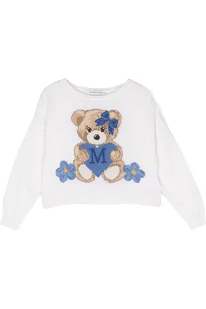 MONNALISA Bear intarsia-knit jumper