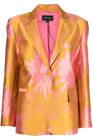 Cynthia Rowley Floral-jacquard single-breasted blazer