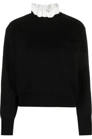 Sandro Ruffled-collar long-sleeve knitted top