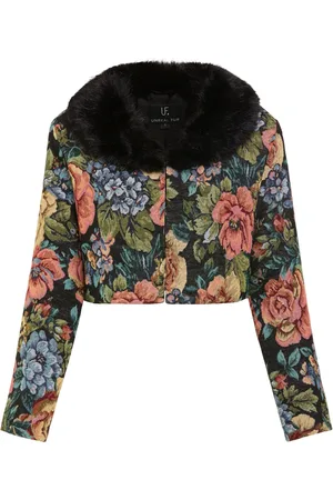 Unreal Fur Monarch floral-print cropped jacket