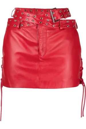 MONSE Belted criss-cross leather mini-skirt