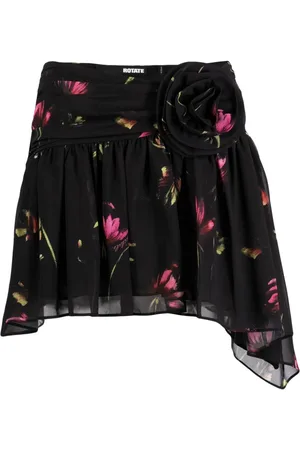 ROTATE Floral-print asymmetric skirt