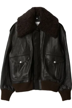Burberry Shearling-collar leather jacket