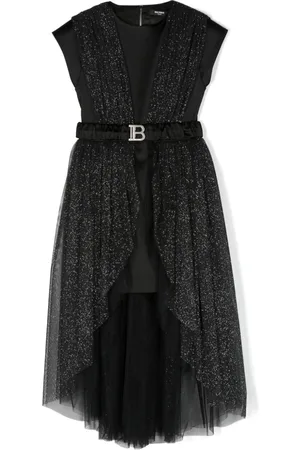 Balmain Metallic threading tulle dress