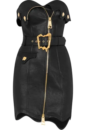 Moschino Strapless leather minidress