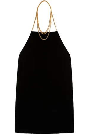 Palm Angels Chain-embellished velvet halterneck dress