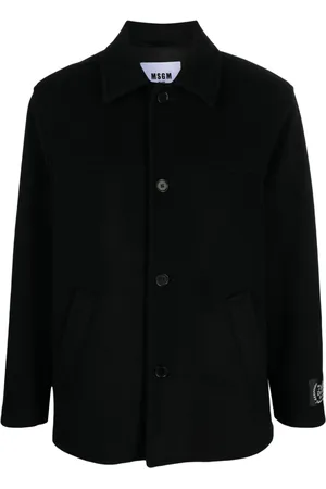 Msgm Wool Coating logo-patch coat