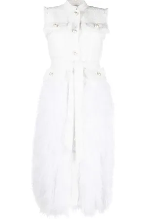 HUISHAN ZHANG Feather-trim tweed dress