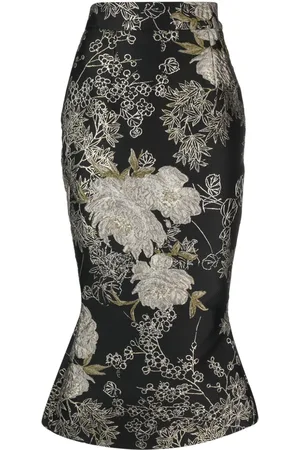 GEMY MAALOUF Brocade-effect peplum midi skirt