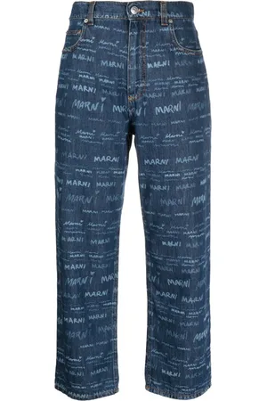 Marni Logo-print cropped straight-leg jeans