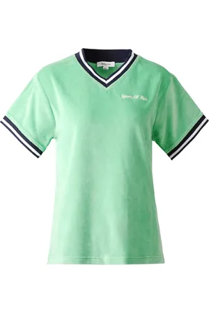 Sporty & Rich Logo-embroidered V-neck cotton T-shirt