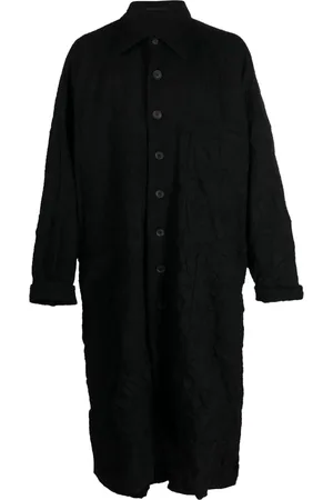 YOHJI YAMAMOTO Spread-collar crease-effect coat