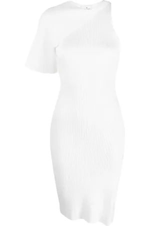 Courrèges Asymmetric ribbed-knit midi dress