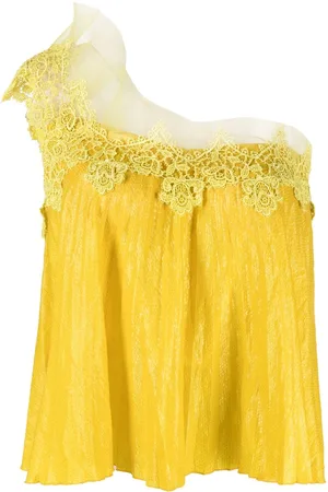 GEMY MAALOUF Single-strap floral-lace top