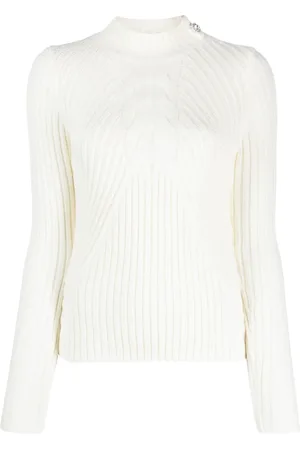 Liu Jo Embellished-button ribbed-knit jumper