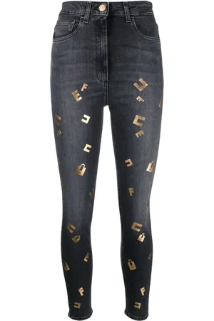 Elisabetta Franchi Logo-lettering high-rise skinny jeans