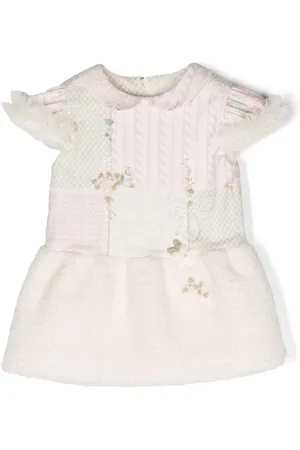 Lapin House Floral-appliqué patchwork dress