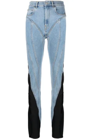 MUGLER Contrast-panel slim-fit jeans