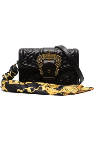 VERSACE Scarf-detailing logo-buckle shoulder bag