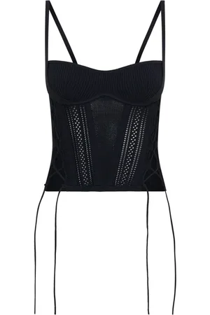 DION LEE Lace up-detail corset-style top